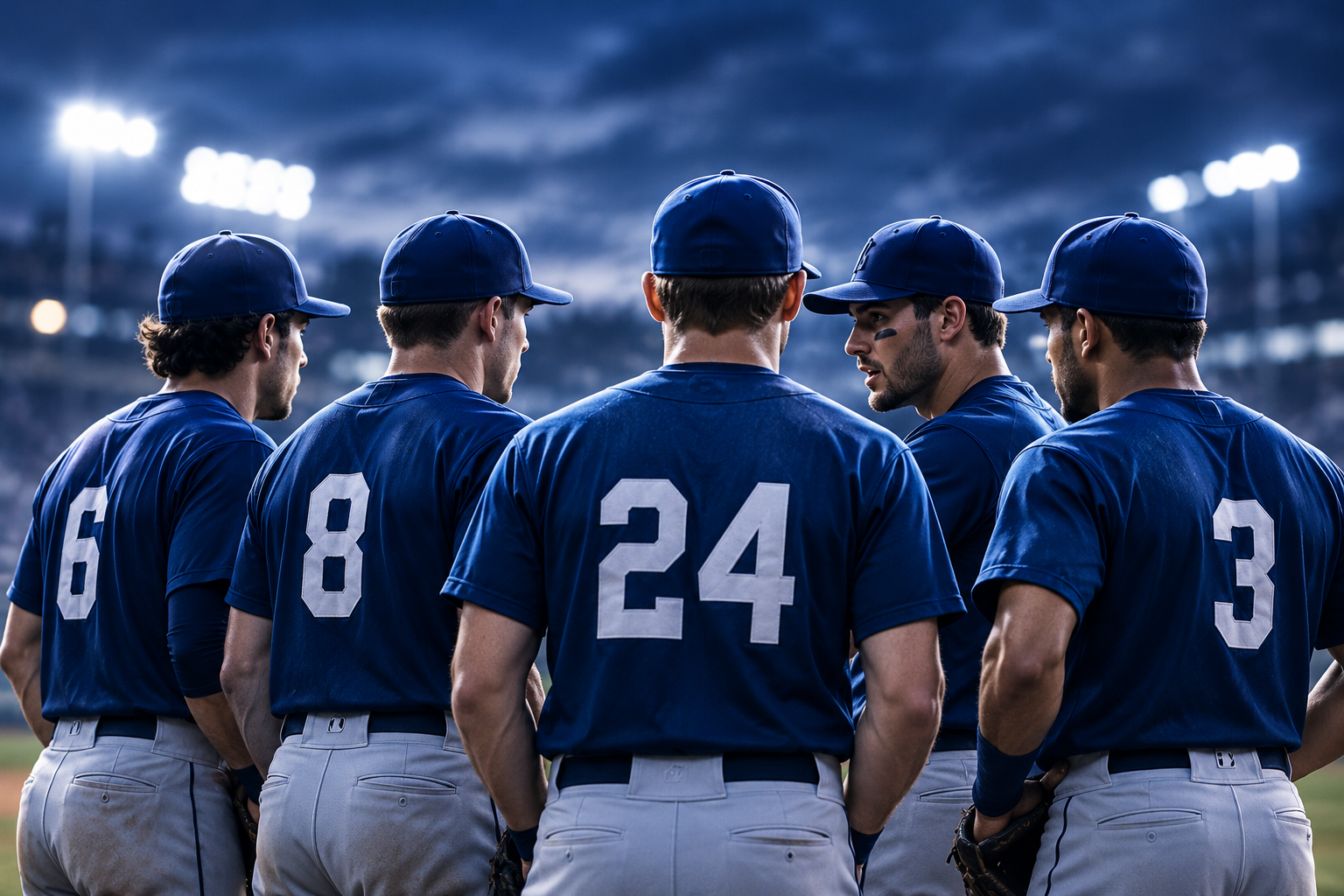 Baseball players discussing training together